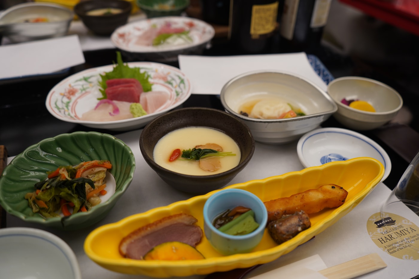 A multi-course kaiseki dinner
